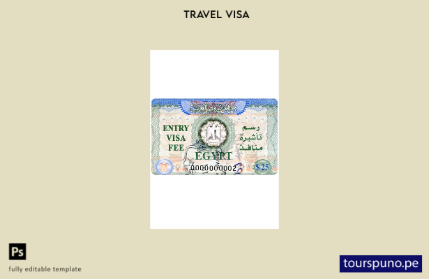 Plantilla de visa de entrada a Egipto lista para imprimir